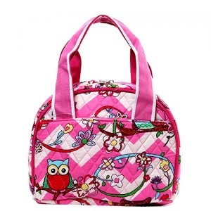 Quilted Cotton Lunch Bag - Owl & Chevron Printed