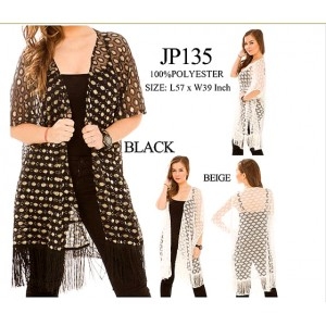 $14.99 Shawl Cardigan w/ Tassels - Perforated - Black @Fashion-bag.com