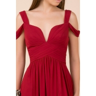$98 Cold-shoulder With Slip Skirt Long Chiffon Dress @FashionGoGo.com - Dresses