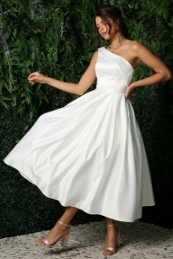 $108.00 - A-Line One-Shoulder Sleeveless @ BridesGoGo.com - Bridal Gown, Wedding Dresses and Accessories Store. https://bridesgogo.com/Wedding-Dress-A-Line-One-Shoulder-Sleeveless-CH-NAJE931 - Dresses