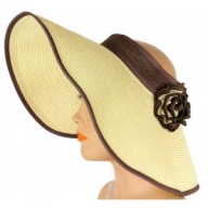 Straw Visor Hats - Foldable Accent With Matching Flowers - Natural - Straw Hats