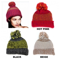 Beanie Caps - Knitted with Pom Pom: FashionWholesaler.com - Wholesale Fashion Hats and Scarves - Hats 