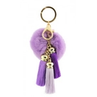 Key Chain - Rabbit Fur Pom Pom w/ Tassel - Purple @Fashion-bag.com - Key Chains