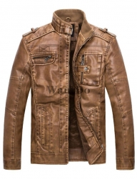 Men's Wind-Resistant Biker System Leather Jacket - wantdojacket