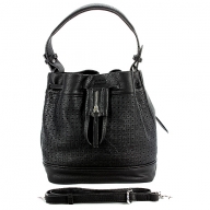 $44.99 - Drawstring Bucket Bags w/ Perforated Design - Black - Designer Inspired @HandbagsGoGo.com - Handbags