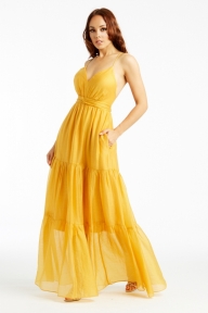 $135.00 - Tiered Maxi Dress W/ Pockets - CH-RD50-7301 - BridesGoGo.com - Bridal Gowns, Wedding, Prom, Evening Dresses and Accessories @BridesGoGo.com - Clothes I Like