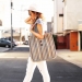 $34.95 - Jute Tote: Stripes w/ Cotton Woven Loop Handles - BG-JTS102@StrawGoGo.com - Your Straw Bags and Hats | Bags and Accessories Store.