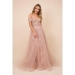 $296 Off Shoulder Full Length Embroidered Dress with Cap Sleeves - CH-NAF336 @FashionGoGo.com