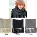 Scarf - Double Layer Cable Knitted With Fringes Neck Warmer @Fashion-bag.com