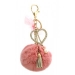 $12.99 Fur Pom Pom Key Chain w/ Rhinestone Accent Heart Charm @Fashion-bag.com