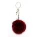 Key Chain - Rabbit Fur Pom Pom - Burgundy  @Fashion-bag.com