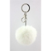 Key Chain - Rabbit Fur Pom Pom - White @Fashion-bag.com