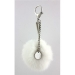 Key Chain - Rabbit Fur Pom Pom w/ Metal Disc - White @Fashion-bag.com