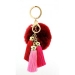 Key Chain - Rabbit Fur Pom Pom w/ Tassel - Burgund @Fashion-bag.com