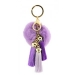 Key Chain - Rabbit Fur Pom Pom w/ Tassel - Purple @Fashion-bag.com
