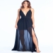 $130.00 - "Sway With Me" Chiffon Slit Gown - CH-RD50-6355 - BridesGoGo.com - Bridal Gowns, Wedding, Prom, Evening Dresses and Accessories @BridesGoGo.com